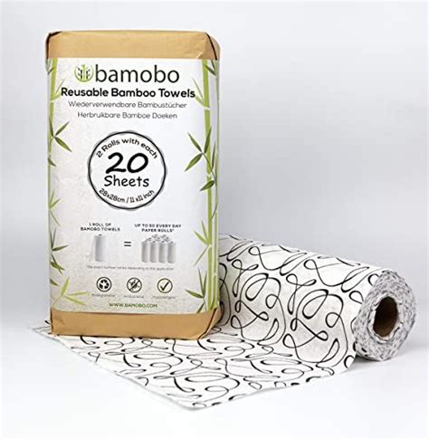 [2x] 100% Bamboo Kitchen Roll Washable | Replaces up to 50 Household Rolls Reusable | Washable ...