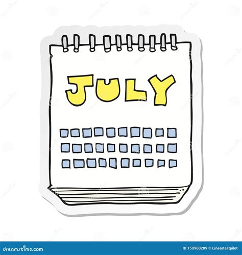 A Creative Sticker of a Cartoon Calendar Showing Month of July Stock ...