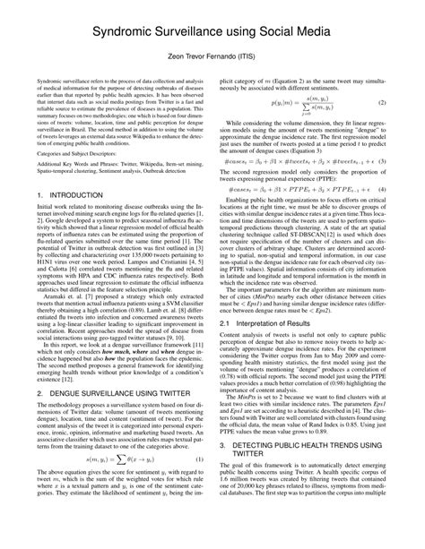 (PDF) Syndromic Surveillance using Social Media