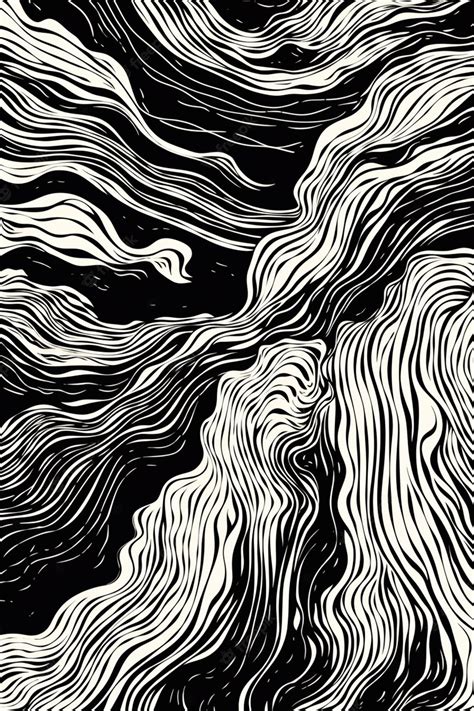 Premium AI Image | A black and white illustration of a wavy pattern ...