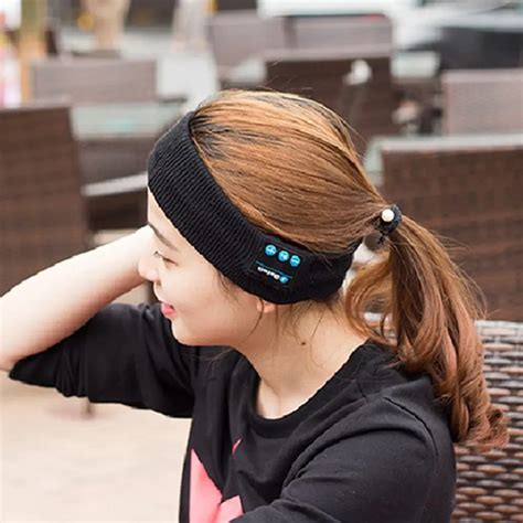 Breathable Knitted Wireless Bluetooth Music Headband Stereo Sports Headband With Mic for For ...