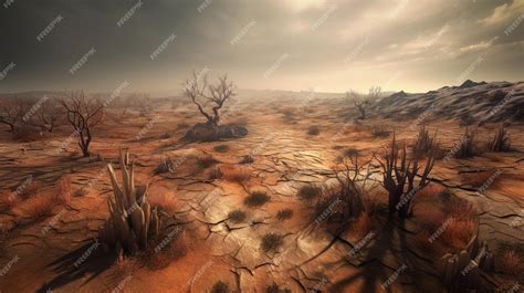 Premium AI Image | Barren wasteland Climate change's devastating effects on ecology