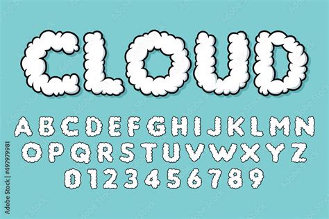 Alphabet Cloud Bubble Cute Typography Set concept Cartoon Vector Stock ...