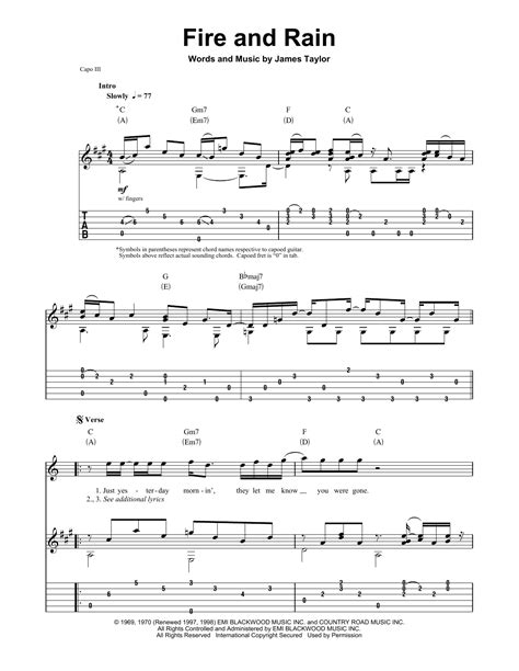 Fire And Rain by James Taylor - Guitar Tab Play-Along - Guitar Instructor