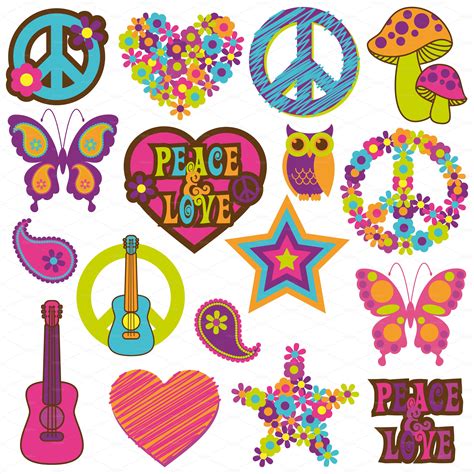 Retro 70's Vectors and Clipart | Clip art vintage, Art clipart, Hippie art