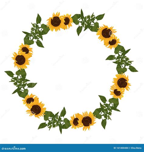 Sunflower Circle Monogram, Sunflower Frame, Sunflower Floral Frame Clipart, Vector Imitation Of ...