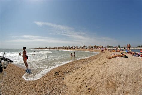 City Beach with Vacationers. Berdyansk, Ukraine Stock Photo - Image of blue, coast: 102626766