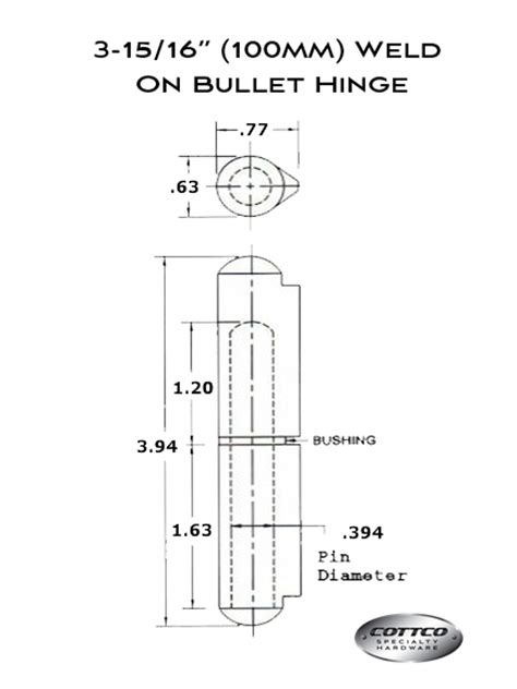 3.94" Weld On Bullet Hinge Steel Pin Greaseable FSP-100-GF In Stock @ Cottco.com 877 283 1745