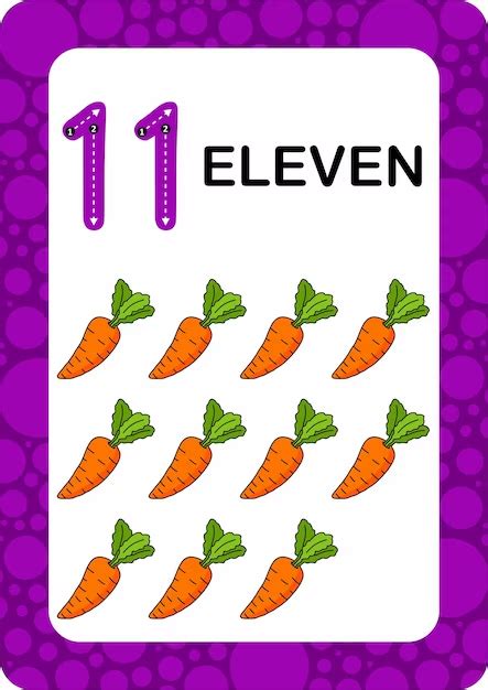 Premium Vector | Numbers flashcards number eleven educational math card for children learn ...