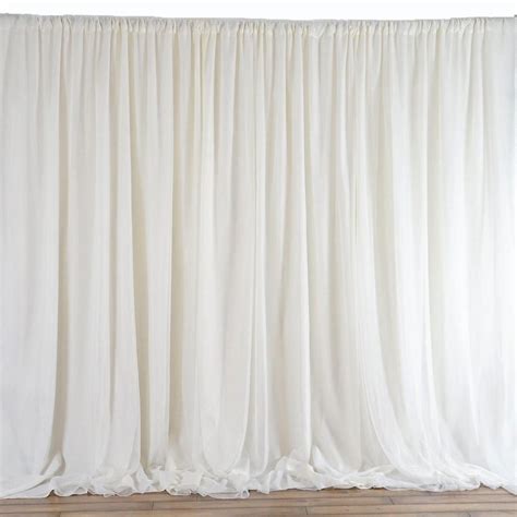 20FT x 10FT Ivory Double Layer Polyester Chiffon Backdrop With Rod ...