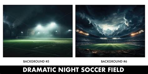 Night Soccer Field Arena Backdrop, Set of 8, Photography School Sports ...