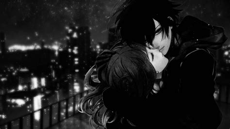 Download Darkened Aesthetic Anime Couple Wallpaper | Wallpapers.com