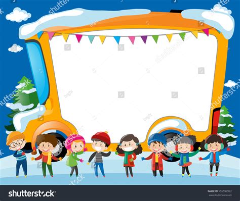 Border Template Kids Schoolbus Illustration Stock Vector (Royalty Free ...