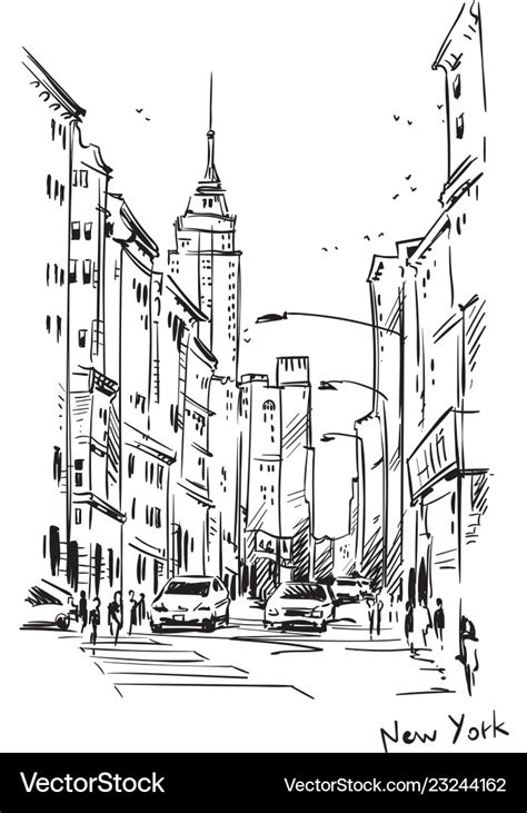 New york street sketch Royalty Free Vector Image