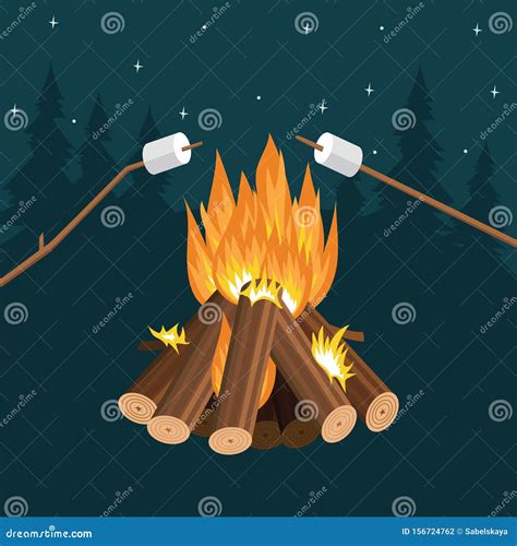 Campfire Marshmallow Clipart