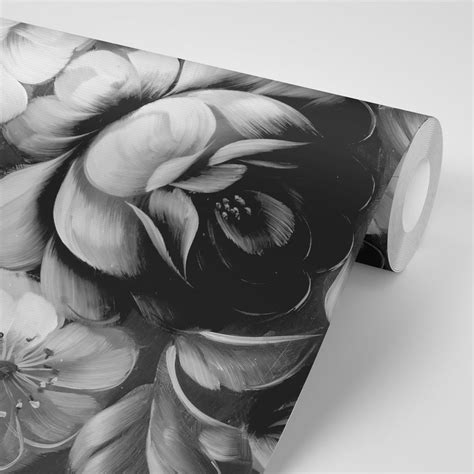 Wallpaper flowers in black and white | Dovido.com
