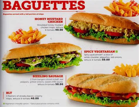 Menu at Wimpy, Durban, City View Shopping Centre