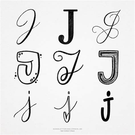 Hand lettering J | 9 ways to draw a "J"