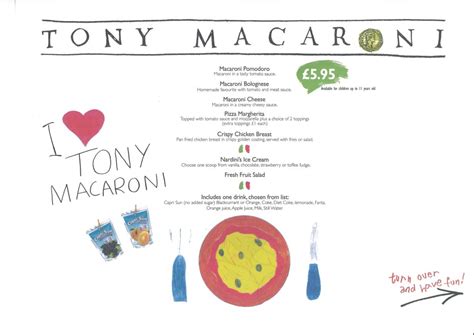 menus – Tony Macaroni