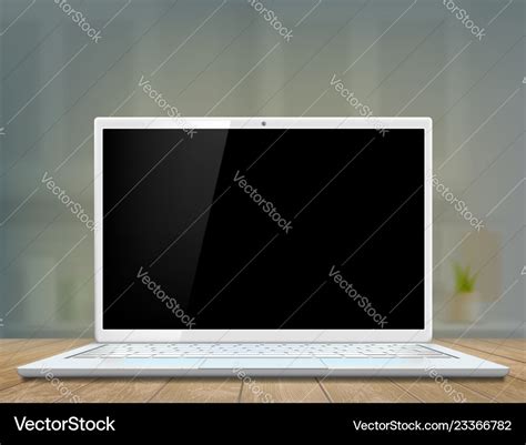 Laptop with a black screen on the desk Royalty Free Vector