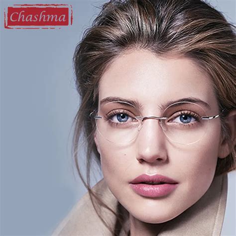 Chashma Titanium Rimless Eyeglasses Ultra Light Myopia Round Vintage Glasses Optical Frame For ...