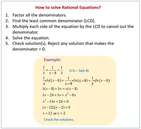 Solving Rational Equations (video lessons, examples, solutions)