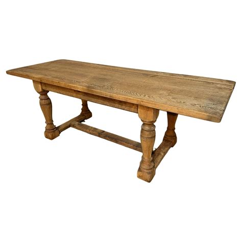 French Bleached Oak Farmhouse Dining Table For Sale at 1stDibs