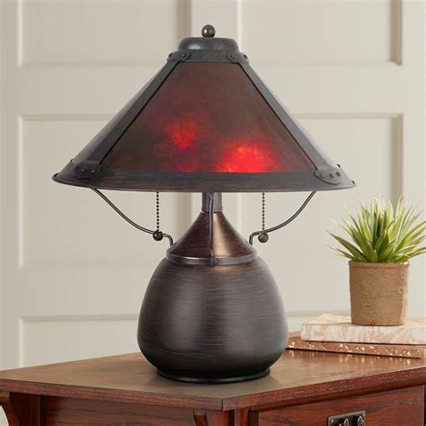 Mission-Style 17" High Mica Accent Table Lamp - #82487 | Lamps Plus