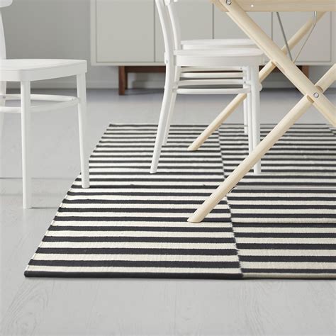 STOCKHOLM handmade black striped, off-white striped black/off-white, Rug, flatwoven, 170x240 cm ...