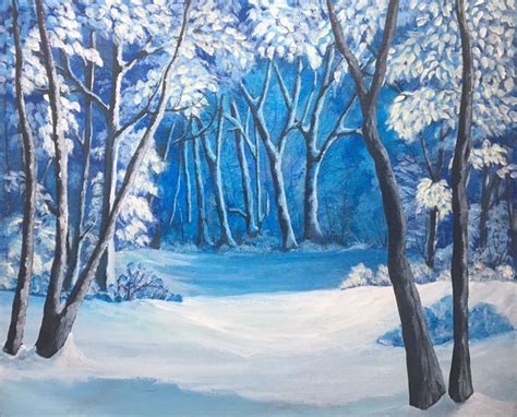 A winter scene in acrylic | Winter scenes, Artwork, Acrylic painting