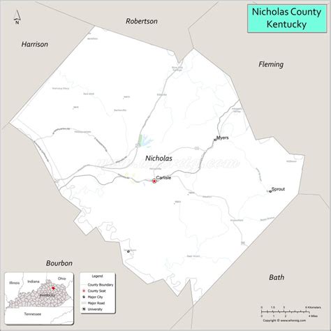 Map of Nicholas County, Kentucky - Where is Located, Cities, Population ...