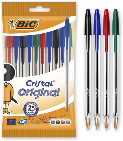 BIC Cristal Original Ballpoint Pens Assorted Colours, Pack of 10: Amazon.co.uk: Office Products