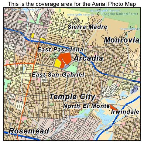 Aerial Photography Map of Arcadia, CA California