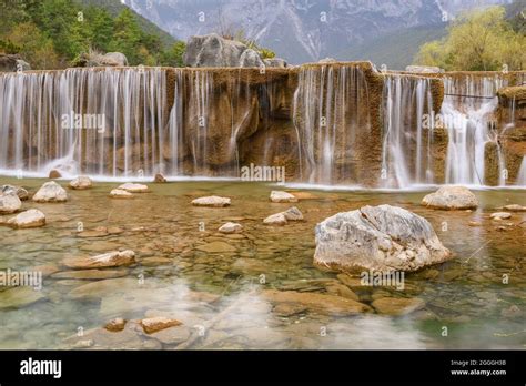 Majestic waterfalls at the scenic Blue Moon Valley, Yunnan, China Stock ...