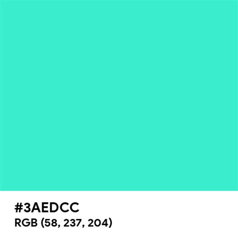 Green Cyan color hex code is #3AEDCC