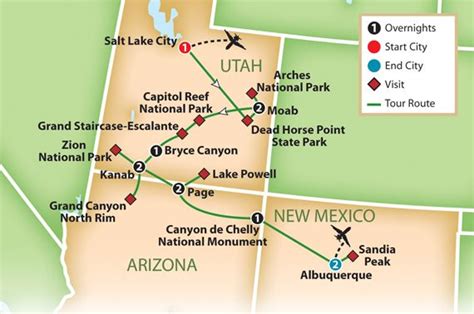 Utah Arizona National Parks Map