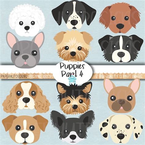 Dog Faces Clipart/puppy Dog Facesdog Illustrationspuppy Clip - Etsy Australia