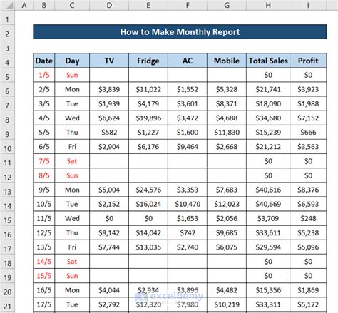 How to Make a Monthly Report in Excel - Quick Steps - ExcelDemy