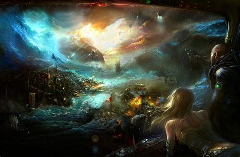 End of Their World, art, fantasy, girl, digital, bonito, woman, scenery ...