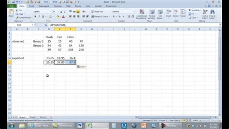 Computing chi square in Excel - YouTube