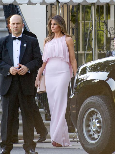 First Lady Melania Trump Wears J. Mendel for Secretary of Treasury ...