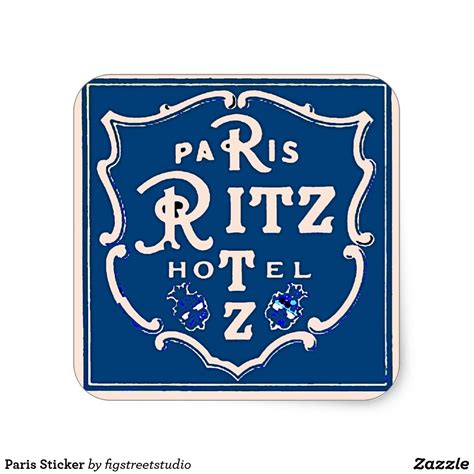 the paris ritz hotel logo is shown in blue and white, with an ornate ...