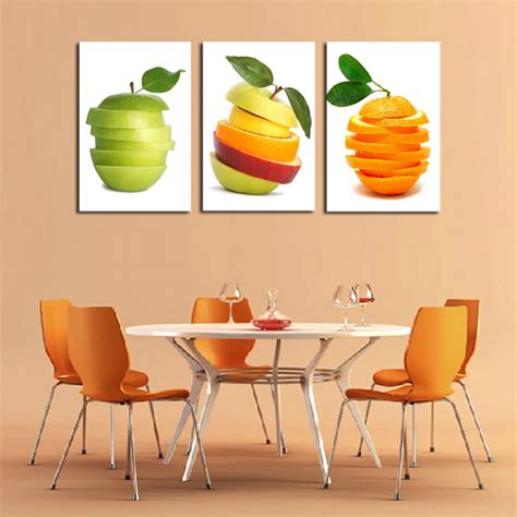 Unframed 3 Panels Canvas Oil Wall Art Fruit Painting For Home& Kitchen ...