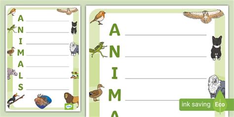 Animals Acrostic Poem Template (teacher made) - Twinkl