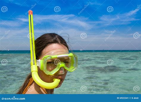 Woman with diving goggles stock image. Image of caucasian - 6922341