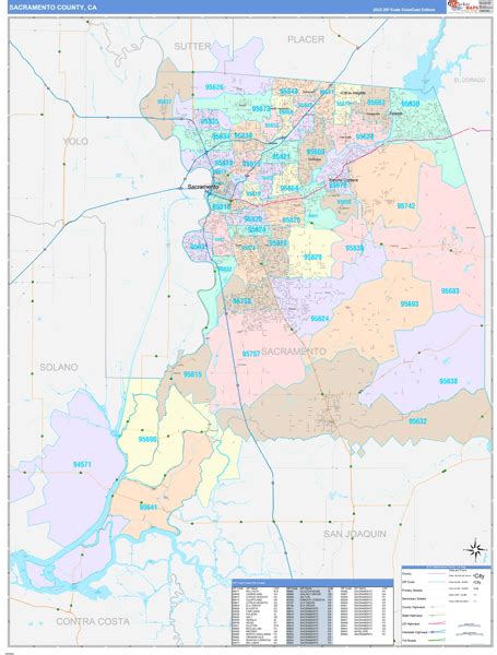 Sacramento County, CA Wall Map Color Cast Style by MarketMAPS - MapSales