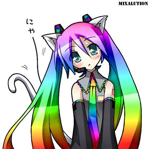 rainbow anime cat miku | Anime, Kawaii anime, Anime neko