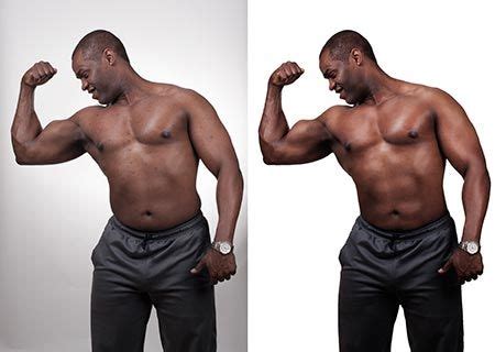 two images of a man flexing his muscles