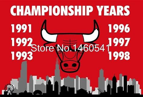 Chicago Bulls Championship Years Flag 3ft x 5ft Polyester NBA Team ...