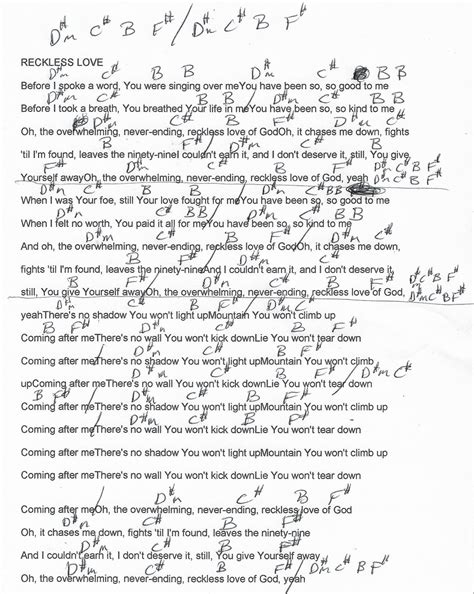 Reckless Love (Cory Asbury) Guitar Chord Chart - REAL KEY | Guitar ...